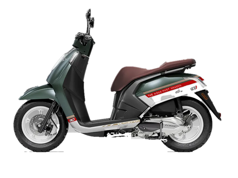Gemma 110 Youth Edition in matte green and white, side view